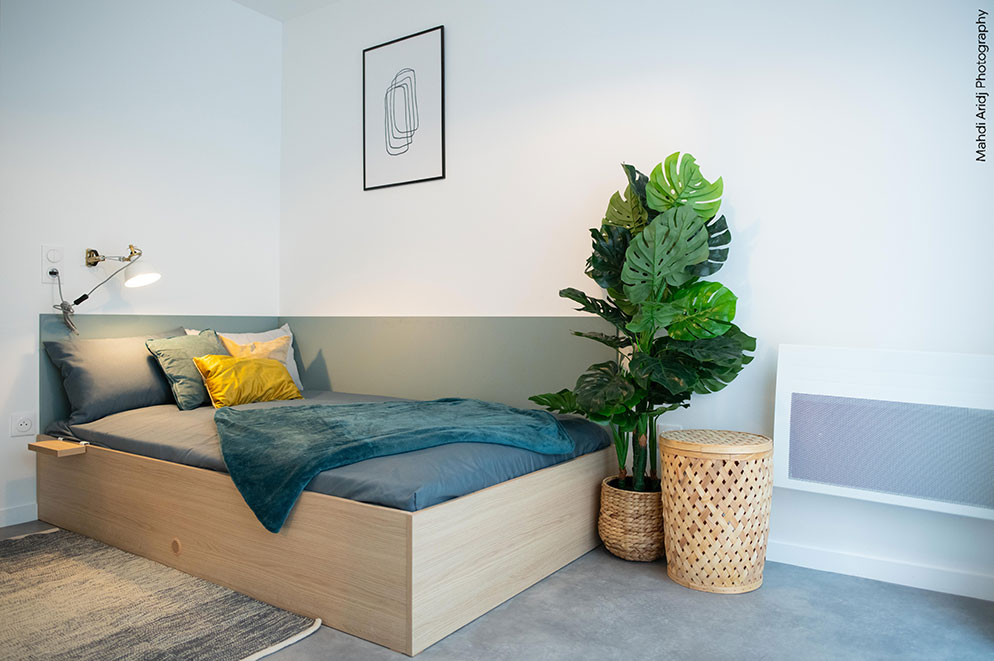 aménagement studio Studéa Paris Riquet , espace nuit et séjour