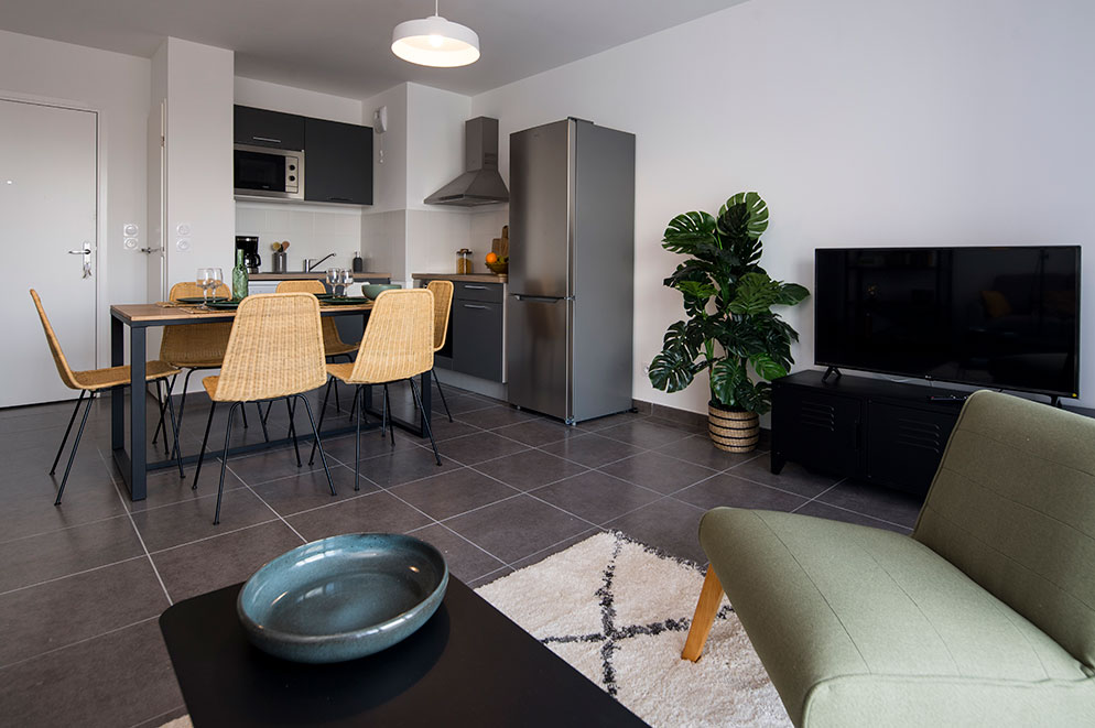 aménagement résidence Villenciel - séjour et cuisine  