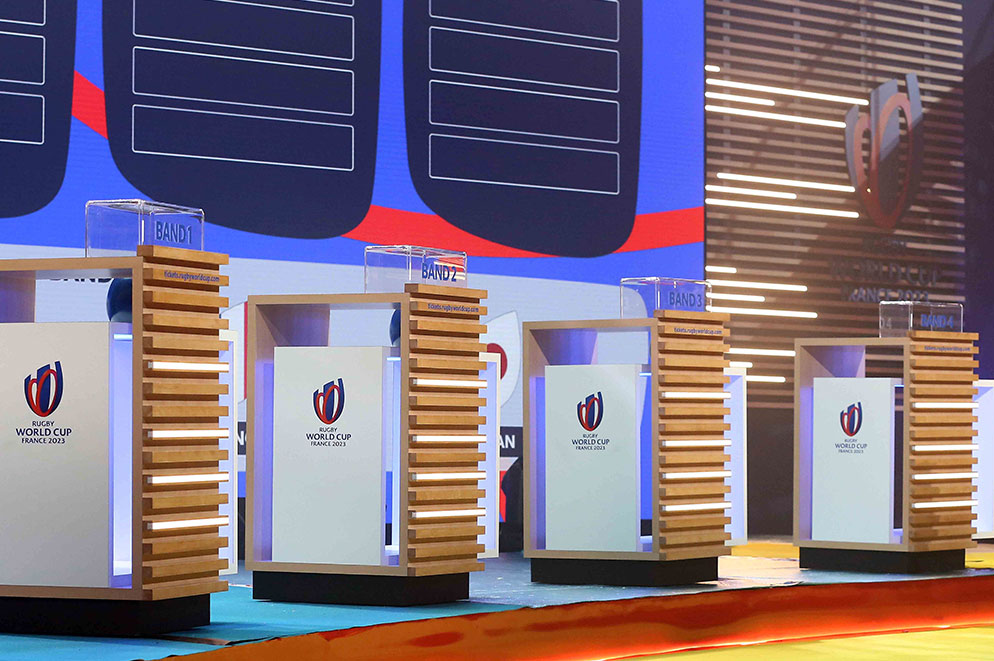 pupitres menuisés sur-mesure pour tirage coupe du monde rugby 2023 