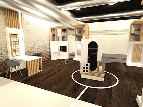 agencement showroom Sonepar ; zone genie climatique