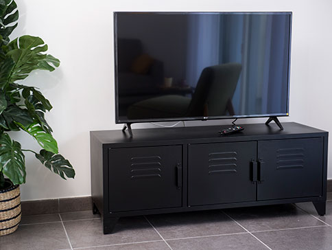 aménagement appartement résidence Villenciel - meuble TV industriel 