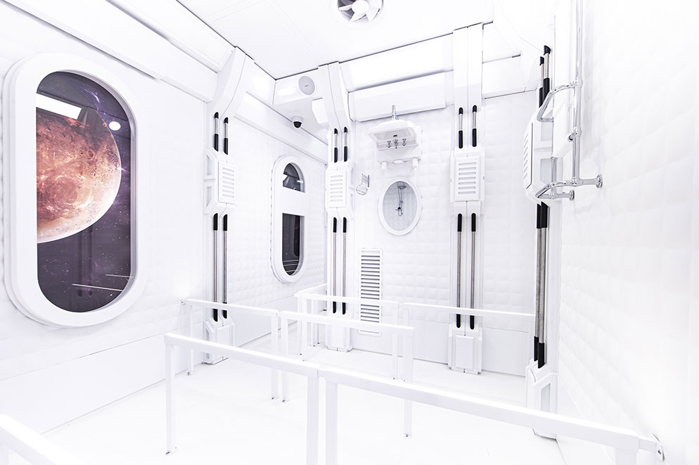 agencement objectif mars, décor centre entraînement spatial  