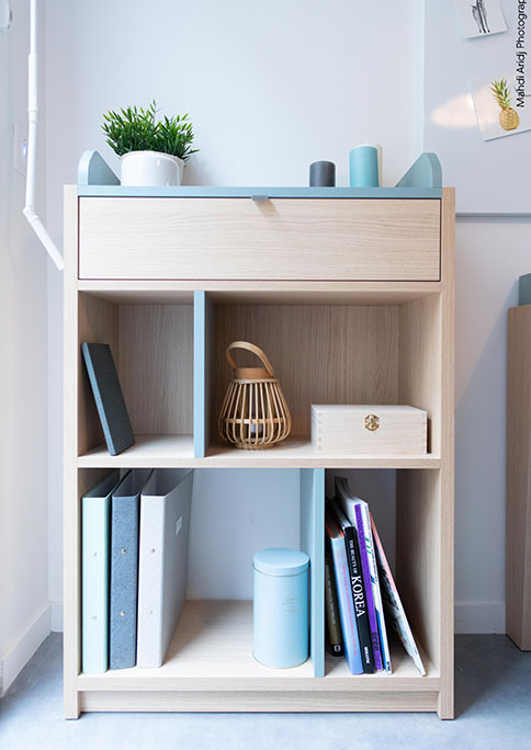 caisson bureau sur-mesure avec rangement - résidence studéa Paris Riquet