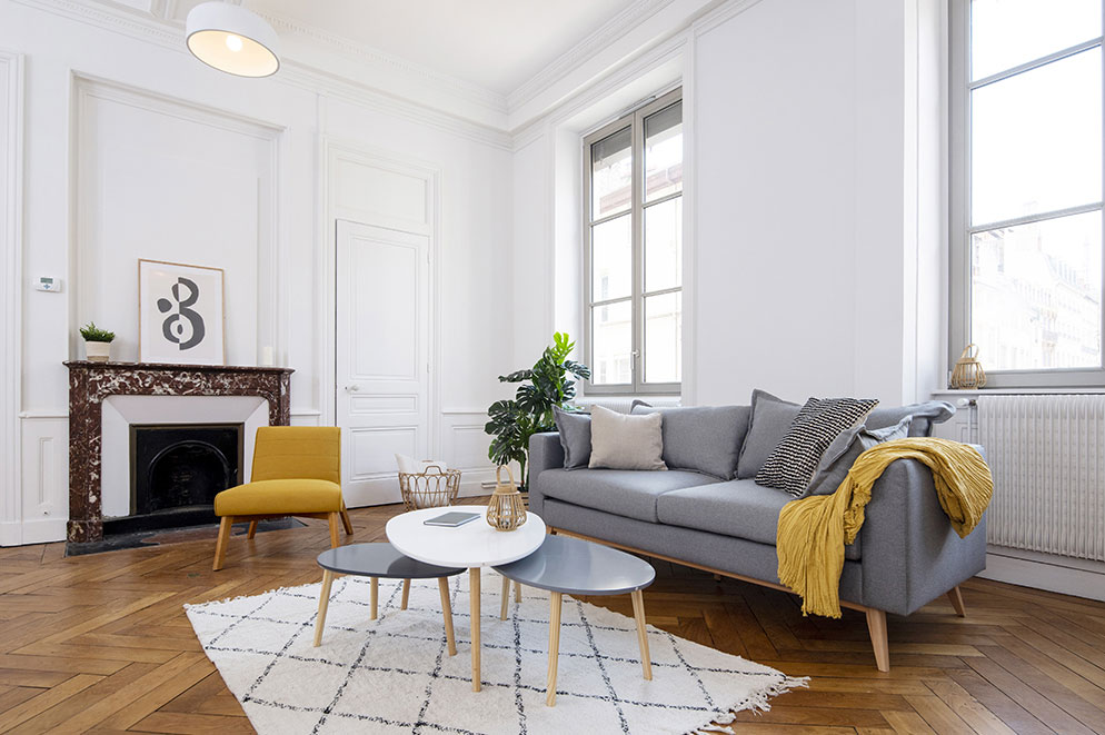 aménagement résidence étudiante rue du plâtre Lyon , espace séjour   