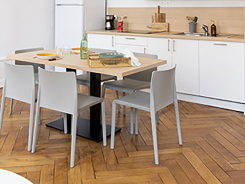 aménagement résidence étudiante rue du plâtre Lyon , espace cuisine