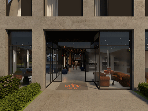 Entrée extérieure hôtel The Ruck