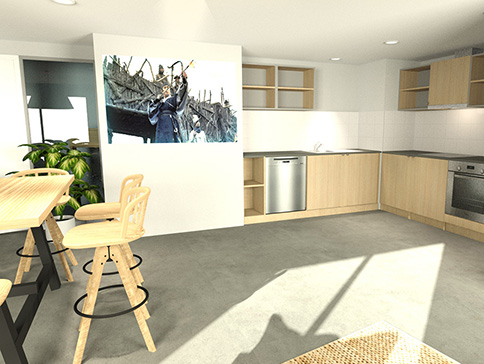 agencement espace cuisine partagée - studéa Riquet  