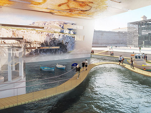 Grotte Cosquer ; Villa Méditerranée ; passerelle