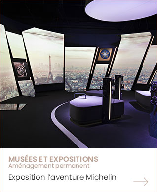 Scénographie : signalétique et agencement de showroom, mobilier sur mesure